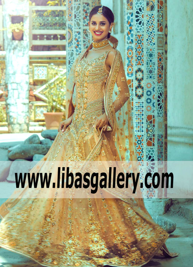 Whimsical Earth Yellow Bridal Anarkali